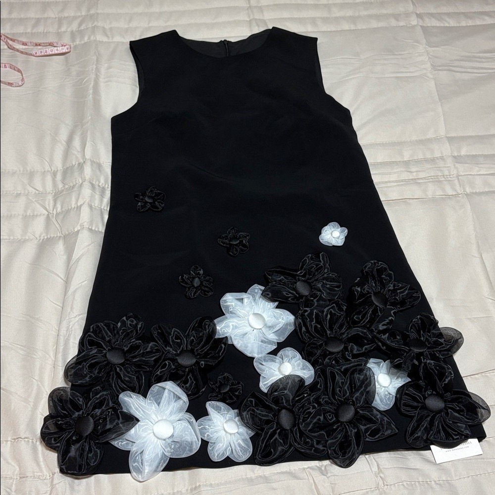 Elegant Black and White Floral Dress